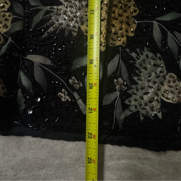 90’s J KARA Beaded Flower High Neck Top Black Elegant Evening Chic Sleeveless L - Picture 13 of 14